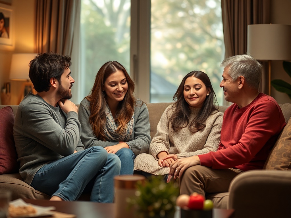 가족 갈등 해결 방법을 논의하는 가족