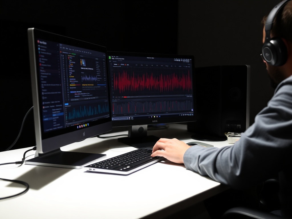 전자 음악을 듣는 모습