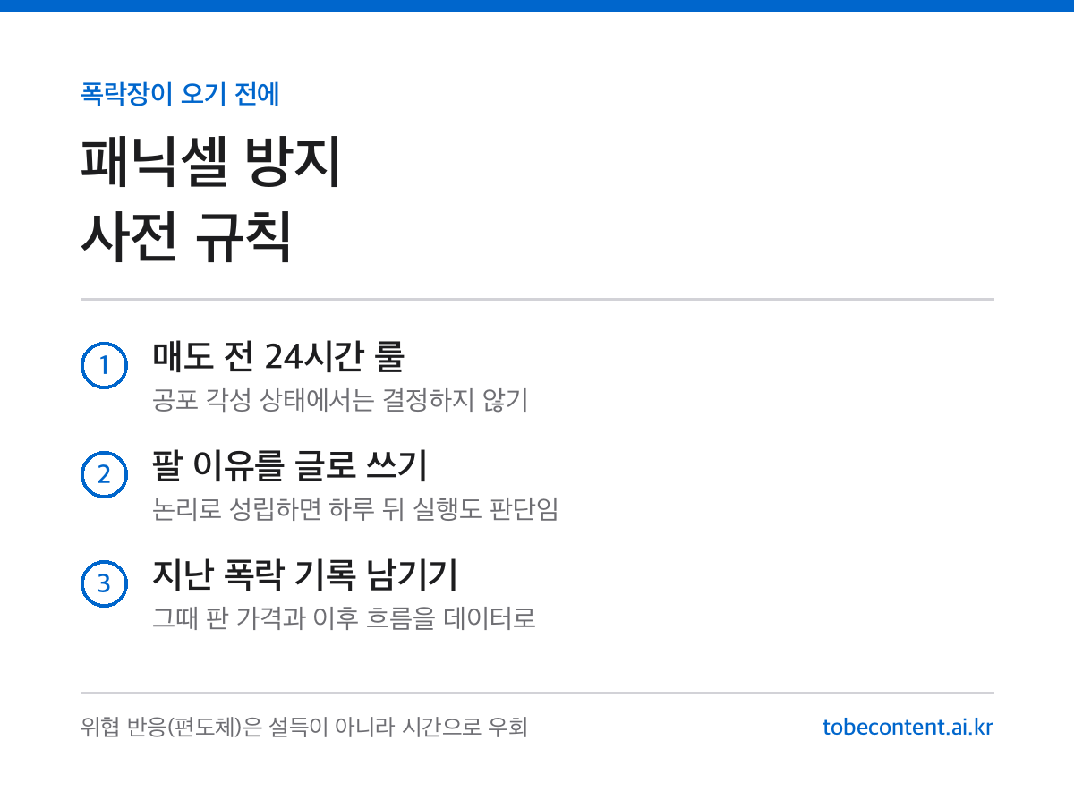 패닉셀 방지 사전 규칙 3가지 정리 카드