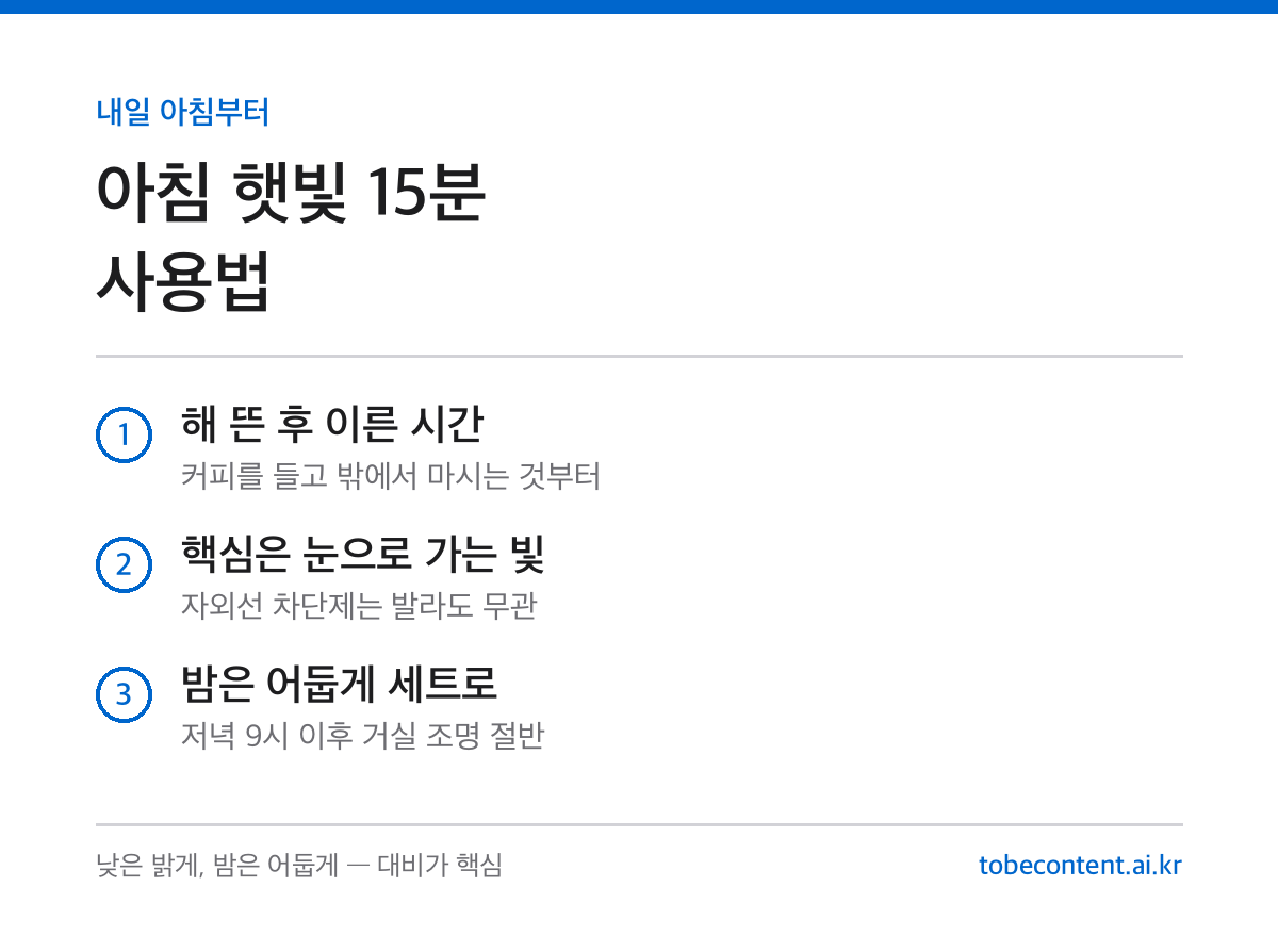 아침 햇빛 15분 활용법 정리 카드