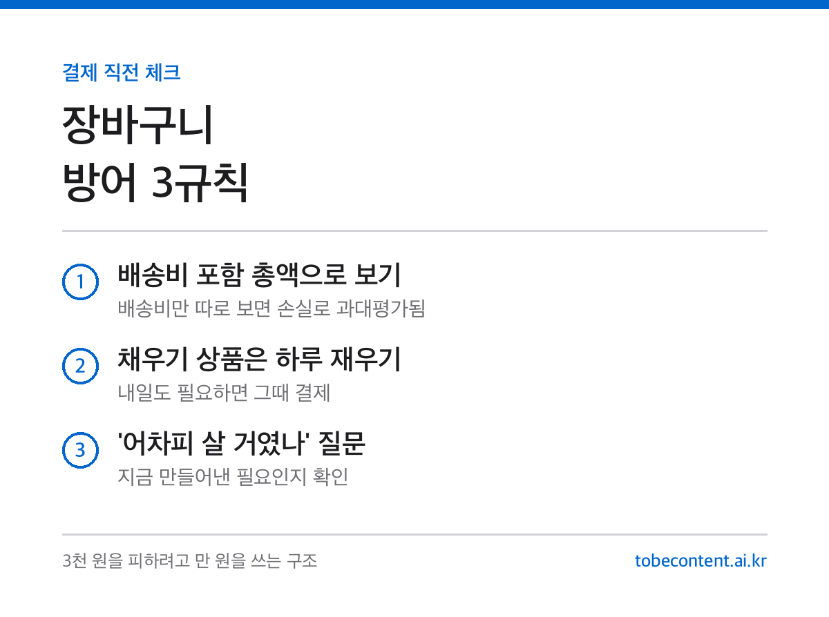 무료배송 장바구니 방어 3규칙 정리 카드