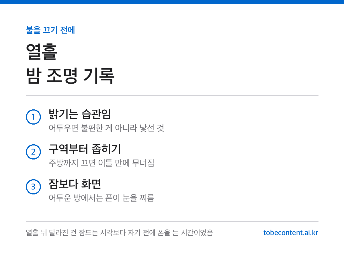 밤 조명 열흘 기록 카드