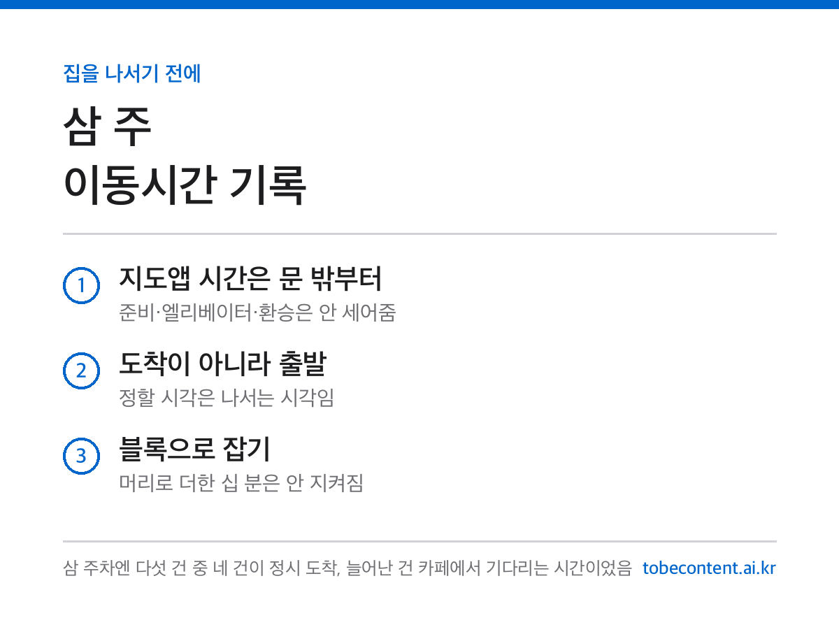 이동시간 블록 삼 주 기록 카드