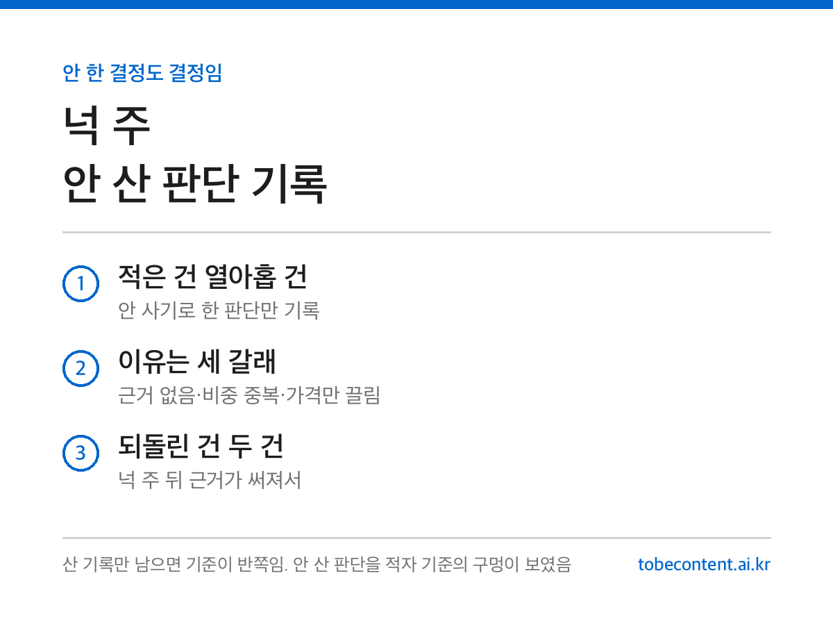 안 산 결정 넉 주 기록 카드